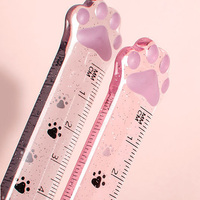 Règle droite au design patte de chat mignon, fonction de mesure et de dessin, cadeau de rentrée scolaire pour étudiants