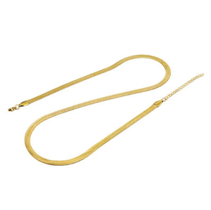 Europäischer und Amerikanischer Hip-Hop-Stil Schlüsselbein-Kette 18K Vergoldete Edelstahl Breite Flache Schlangenknochen-Kette Halskette - Product Image 4
