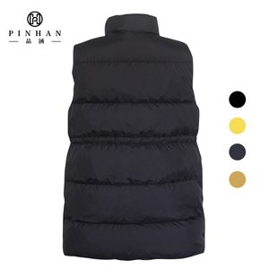 Gilet bouffant en tissu noir pour l'hiver col haut avec poches avant <span class=keywords><strong>et</strong></span> fermeture éclair imperméable avec boutons de plumes Gilet en <span class=keywords><strong>duvet</strong></span> pour <span class=keywords><strong>femme</strong></span> - Product Image 2