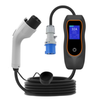 Nouvelle conception de chargeur EV portable monophasé 7 kW 32 A, longueur de câble de 5 m, type 2, AC 200-220 V, monophasé, pour usage domestique