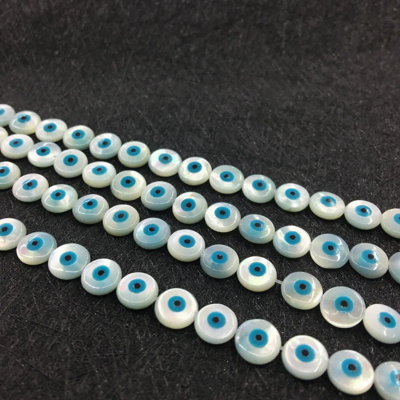 Wholesale hole drilled 8mm round shell devil eye beads mother of pearl devil eye