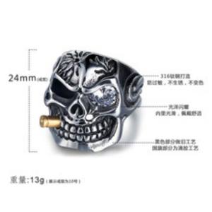 Anillo Unisex de Acero Inoxidable Plateado con Cabeza de Calavera, Estilo Punk, con Circonita, Certificado por Terceros, <span class=keywords><strong>MoLin</strong></span> - Product Image 4