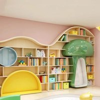 Moetry Étagère en bois moderne Montessori en forme d'arbre avec siège champignon pour écoles, maternelles, salles de classe et bibliothèques