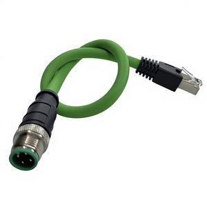Conector RJ45 Macho de 4 Pines con Codificación A, M12, Personalizado, de Cobre Libre de Oxígeno, PVC IP67, Ensamblaje de Cable Electrónico Industrial Profinet Ethernet - Product Image 1