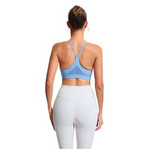 Hochunterstützender, stoßfester Sport-BH mit überkreuzten Doppel-Schulterträgern, atmungsaktiv, herausnehmbare Polster, Rundhalsausschnitt, Spandex/Nylon, für Yoga und Sport - Product Image 5