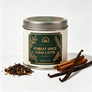 Étiquettes personnalisées autocollantes en feuille d'or brillante, écologiques et imperméables, pour chai <span class=keywords><strong>latte</strong></span> et épices, avec illustration botanique vintage - Product Image 4