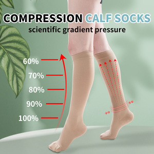 Chaussettes de compression médicale OEM/ODM 15-20 mmHg avec manchette antidérapante, logo personnalisé, respirantes, de soutien, hauteur genou, antibactériennes - Product Image 3