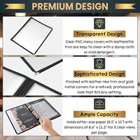 Porte-menu en cuir personnalisé pour restaurants et cafés, design à double pliage avec compatibilité PVC, housses de menu.