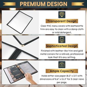 Porta Menús de Cuero Personalizado para Restaurantes y Cafeterías, Diseño de Panel Doble Plegable con Compatibilidad con Menús de PVC, Cubiertas para Menús - Product Image 5