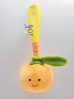 Porte-clés en peluche orange en forme de fruit, poupée tangerine douce et rembourrée, avec lunettes et cordon tressé, breloque de sac, ornement de sac à dos, cadeau, style dessin animé