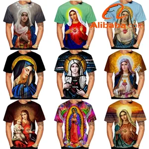 Мужские футболки с цифровой печатью, футболки, топы с принтом Девы Марии, 3D, на заказ, для всех мужчин, детей, Бог, унисекс, трикотажные изделия, OEM ODM