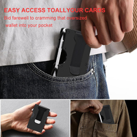 Dompet Minimalis Slim Premium Custom Logo Serat Karbon Aluminium Logam Kantong Depan Anti RFID Tempat Kartu Kredit Pria