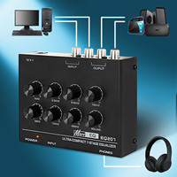 EQ207 Égaliseur de son numérique à 7 bandes Amplificateur de casque de signal audio à 2 canaux avec adaptateur secteur 12V Type mini-amplificateur