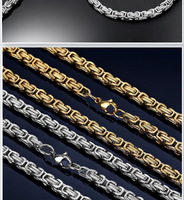 Collier chaîne en acier inoxydable 5/6/7/8/10 mm, style Hip Hop, maillons vélo, chaîne byzantine, colliers de roi et d'empereur