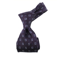 Cravate en Soie Tissée Personnalisée pour Homme, Motif Géométrique Floral Violet Foncé, Blanc et Bleu, Vente en Gros Chine