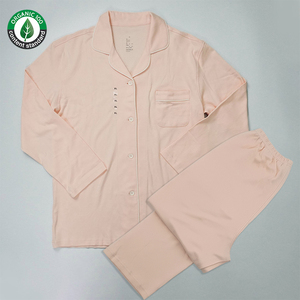 Conjuntos de ropa de dormir suave para mujer respetuosos con el medio ambiente con logotipo privado, conjuntos de pijamas de algodón orgánico 100% largos personalizados para damas - Product Image 2