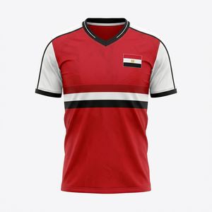 Maillot de football sur le thème des Pharaons Égyptiens, rouge, blanc, noir, tissu en maille respirant, tenue d'équipe personnalisée, commande en gros - Product Image 1