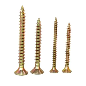 bright mild steel yellow zinc plated particle board countersunk head furniture wood chipboard screw