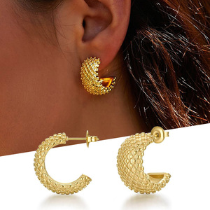 Orecchini a Perno con Texture Scolpita in Stile Francese per Donne, Accessori Vintage Chic per Orecchie, Regalo per Uso Quotidiano e Feste - Product Image 2