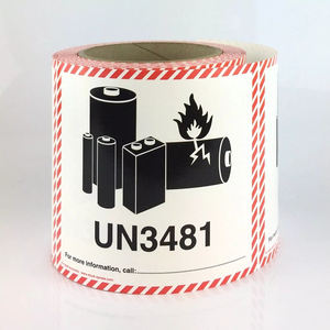 Etiqueta de Advertencia para Transporte Aéreo <span class=keywords><strong>UN3481</strong></span>, Etiqueta de Cuidado para Transporte Marítimo, Etiqueta de Envío, Etiqueta para Baterías de Iones de Litio UN3480 - Product Image 1