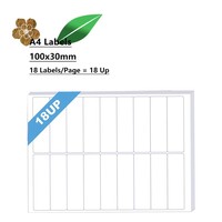 Étiquettes autocollantes personnalisées A4 pour vêtements, étiquettes d'emballage, étiquettes de vêtements, 100x30mm, 18 étiquettes par feuille, papier pour machine de découpe laser