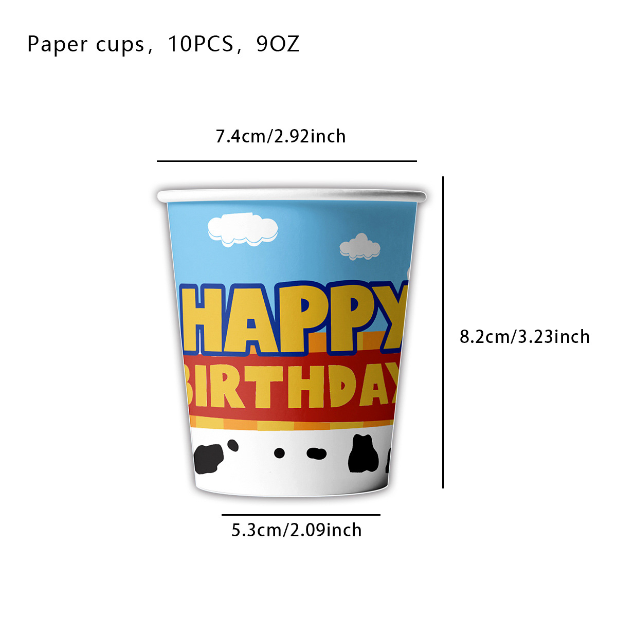 Gobelets en papier colorés-10pcs -Motif A