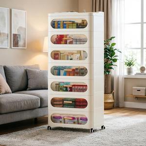 Mobiletto Moderno a 7 Ripiani in Plastica con Cassetti Trasparenti Scanalati, Organizer <span class=keywords><strong>Mobile</strong></span> per <span class=keywords><strong>Bagno</strong></span> - Product Image 2