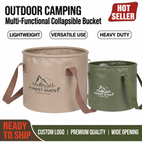 Seau à eau pliable personnalisé avec logo, 10L, en PVC, maille imperméable, soudé, avec large poignée, pour le camping, la randonnée, la pêche, les voyages en plein air