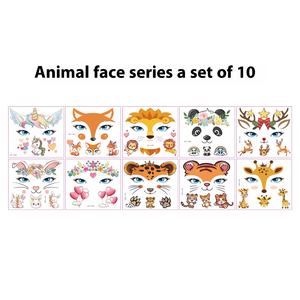 Adesivi per tatuaggio temporaneo con viso di animale per bambini trucco magico per feste di festa nuovi adesivi per viso di carta - Product Image 4