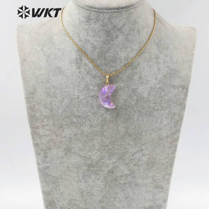 Collar romántico con colgante de <span class=keywords><strong>Arua</strong></span>, cristal brillante, piedras naturales, amatista, Aura, joyería, WT-N1335 - Product Image 5