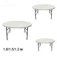 Tables et chaises pliantes modernes en plastique blanc rond pour événements, mariages, banquets, hôtels