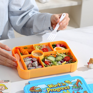 Cartoon Childrens Bento <b>Box</b> With Compartment Sealed Lunchbox <b>Microwaveable</b> Eco Friendly For School Kids - Product Image 3