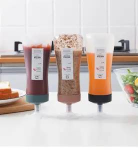 Nuovo prodotto condimento bottiglia salsa di pomodoro marmellata di miele capovolto spremere bottiglia di plastica Dispenser salse contenitore di stoccaggio