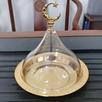 Support à gâteau Eid Mubarak avec couvercle en dôme Cloche Golden Vintage Ramadan Kareem Plateau de service