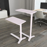 Table d'appoint moderne pour ordinateur portable, réglable en hauteur par vérin à gaz, inclinable, en acier, avec roulettes dissimulées, pour position assise ou debout