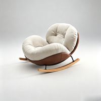 Fauteuil à bascule en cuir couleur crème style nuage avec fonction inclinable pour chambre, salon, relaxation à domicile, pour femme, individuel