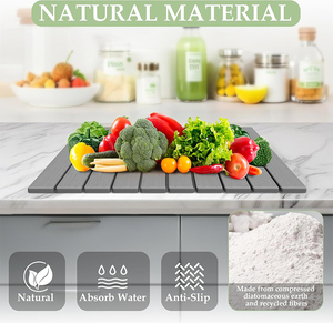 Super Absorbent Stone Folding <strong>Bath</strong> Sink Collapsible <strong>Large</strong> Foldable Stone Dish Drying <strong>Mat</strong> for Kitchen Counter Folding 24X16 Grey - Product Image 4