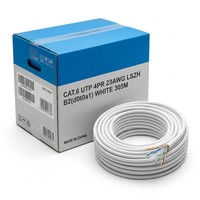Câble Ethernet Gigabit Cat6 HEADWAY, résistant au feu B2, LSZH, 23AWG, cuivre nu, câble réseau UTP, 305m, blanc