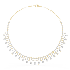 Collier Diamant Cascade de Pétales Coupe Poire Frangée pour Femme, Idéal pour Occasions Spéciales, Prix Export - Grande Vente - Product Image 1