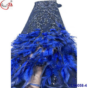 Lisami plume d'autruche avec des paillettes pour élégant luxe blanc mariage robe de mariée mode robe broderie tissu - Product Image 4