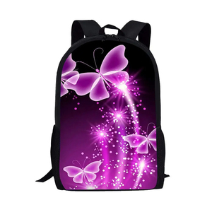 Bling violet papillons motif <span class=keywords><strong>sac</strong></span> à <span class=keywords><strong>dos</strong></span> filles femmes étudiants sacs d'école <span class=keywords><strong>sac</strong></span> à <span class=keywords><strong>dos</strong></span> pour adolescents confortables sacs à livres primaires - Product Image 1