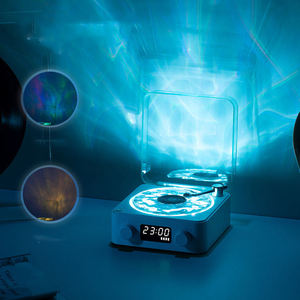 Lecteur de disques vinyles rétro avec haut-parleur, horloge numérique et aide au sommeil à bruit blanc, audio portable de bureau pour la décoration intérieure et les cadeaux - Product Image 2