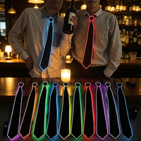 Cravate Classique Lumineuse LED en Polyester pour Hommes, Accessoire de Fête d'Halloween, Néon Luminescent Clignotant dans l'Obscurité, Accessoires de Carnaval FineGreen