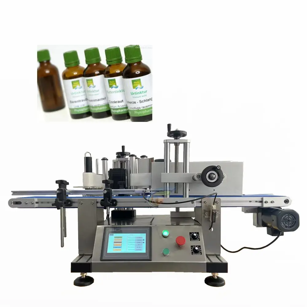 Machine automatique d'étiquetage de bouteilles rondes de bureau, Machine d'étiquetage de bouteilles en plastique en verre