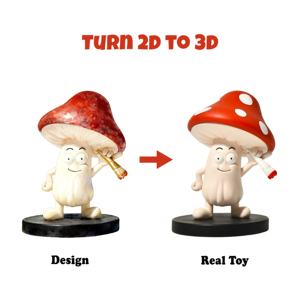 Figura de Hongo de <span class=keywords><strong>Dibujos</strong></span> <span class=keywords><strong>Animados</strong></span> en PVC de Diseño 2D, Adornos 3D Personalizados, Fábrica de Figuras de Acción - Product Image 1