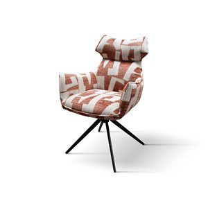 Silla Giratoria Ornella, Tapizada en Tela Blanca Color Lobster, Base de Metal, Silla de Oficina - Product Image 1