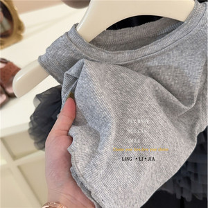 Tongxingyuan Baby Girls <b>Tutu</b> Skirt Set Cotton Two Piece Summer Outfit Solid Color Thin Fabric Kids Clothing Set - Product Image 1