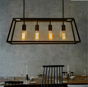 Lustre de style rétro Simple personnalité créative restaurant bar cadre en métal suspension industrielle - Product Image 1