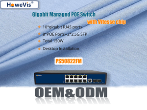 8 + 2G SFP Gigabit مدارة PoE 10xRJ45 نوع سطح المكتب مع 8 منافذ PoE 2x x SNMP QoS W مجموع Vitesse - Product Image 2