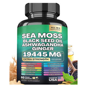 Kapsul lumut laut 3000mg minyak biji hitam Ashwagandha kunyit Bladderwrack Burdock Vitamin D3 suplemen kapsul lumut laut - Product Image 1